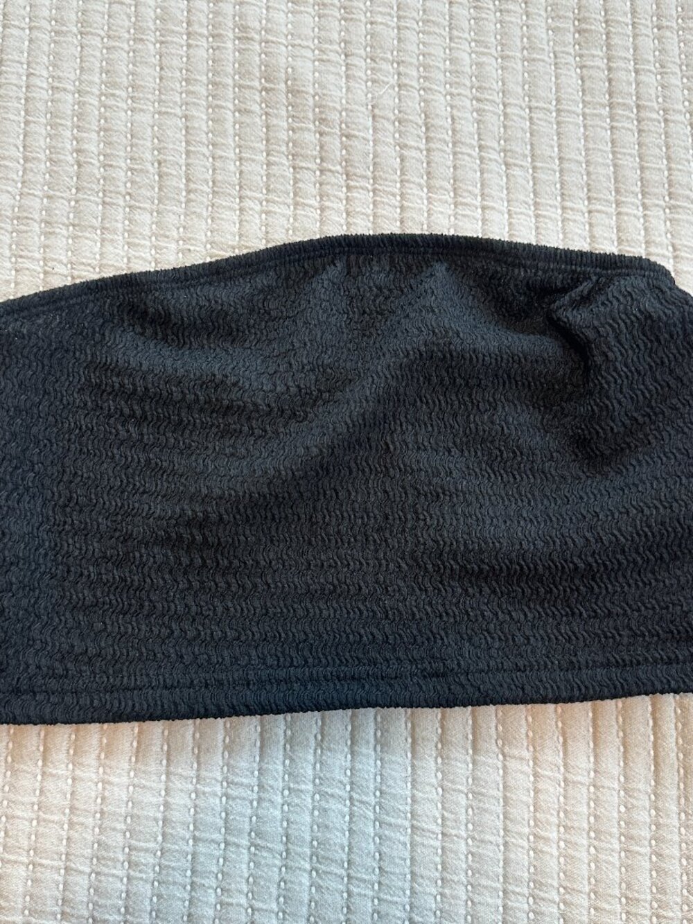 Black Textured Crop Tube Top